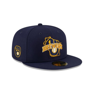 Milwaukee Brewers Gorra | New Era MLB Local 59fifty Fitted Cap Mexico - Azules